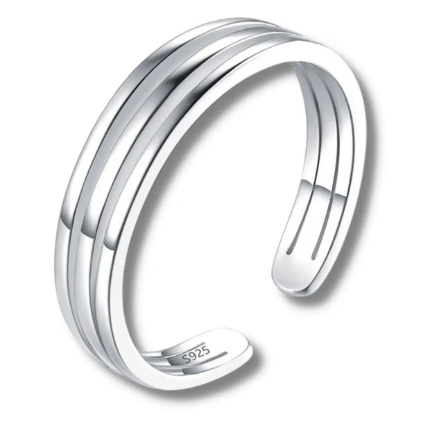 Bague de pied argent sterling 925 à trois bandes fines